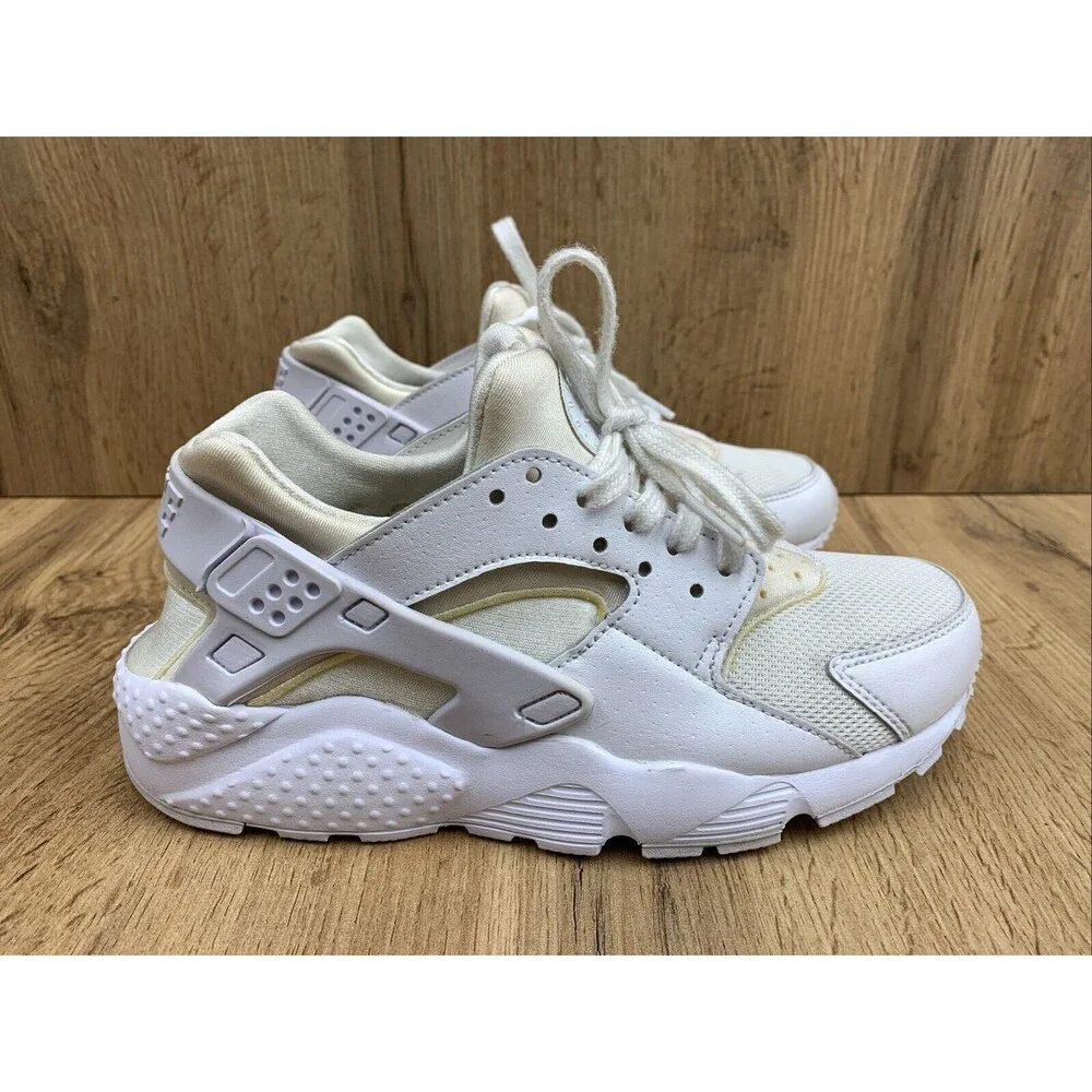 Nike Huarache Run Running Shoes Sneakers Boys Size 4.5Y White 654275-110